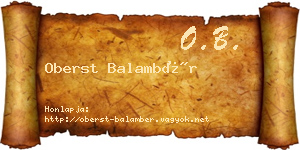 Oberst Balambér névjegykártya